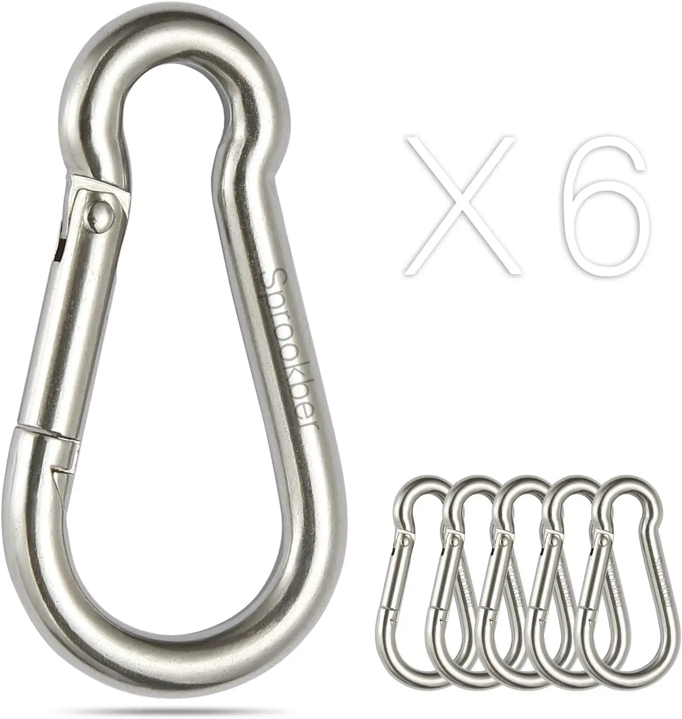 

304 Stainless Steel Spring Snap Hooks, 6-Pack - Heavy Duty 470lb Capacity for Camping, Hiking, DIY