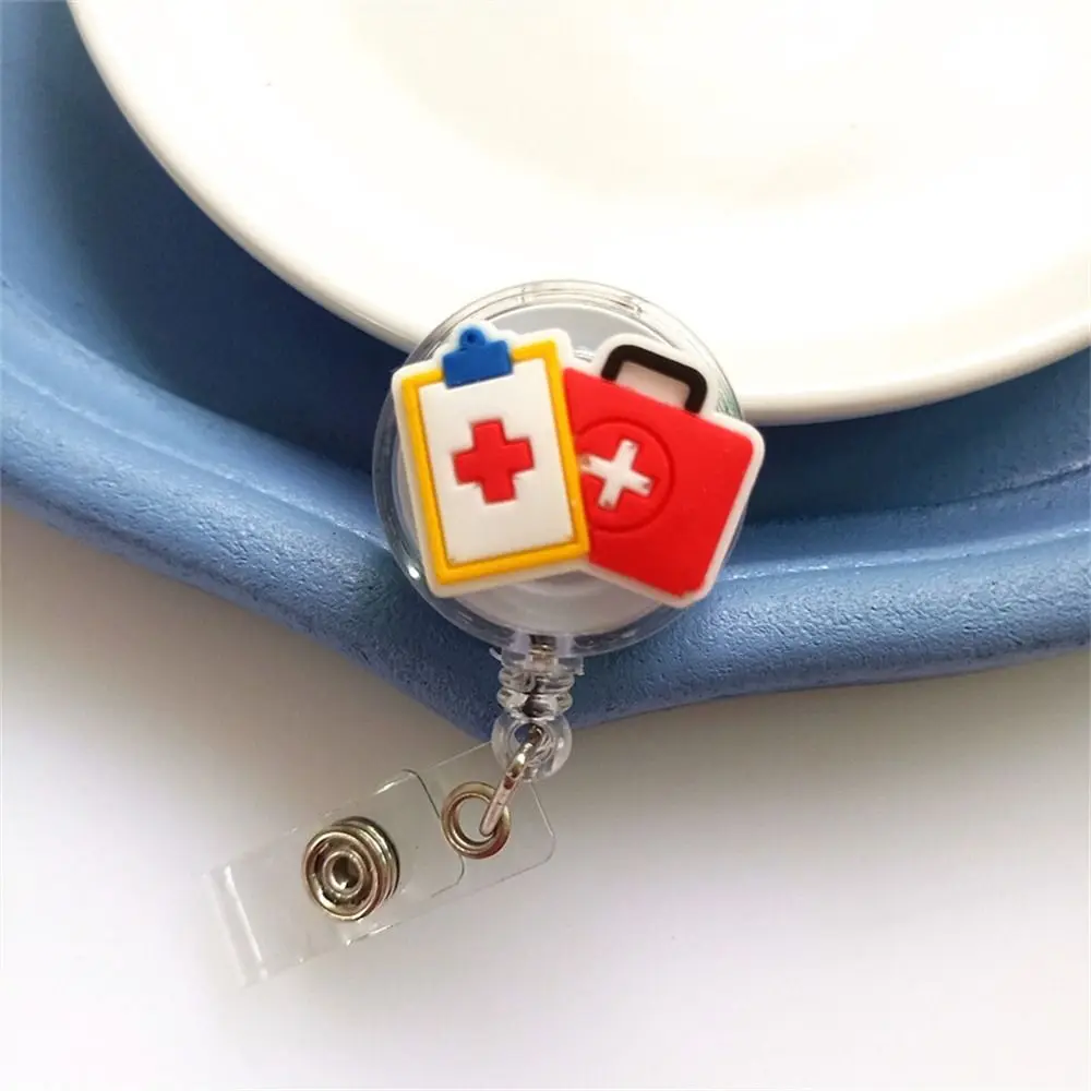 ID Card Holder Nurse Badge Reel Chest Card Name Tag Retractable Badge Holder Work Card PVC Easy Pull Buckle