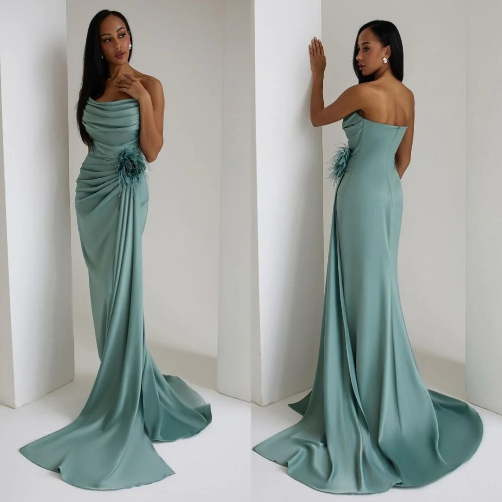 

Customized Simple Retro Fashion elegant Evening Dresses Mermaid Taffeta Strapless Strapless Floor Flower length high quality sp