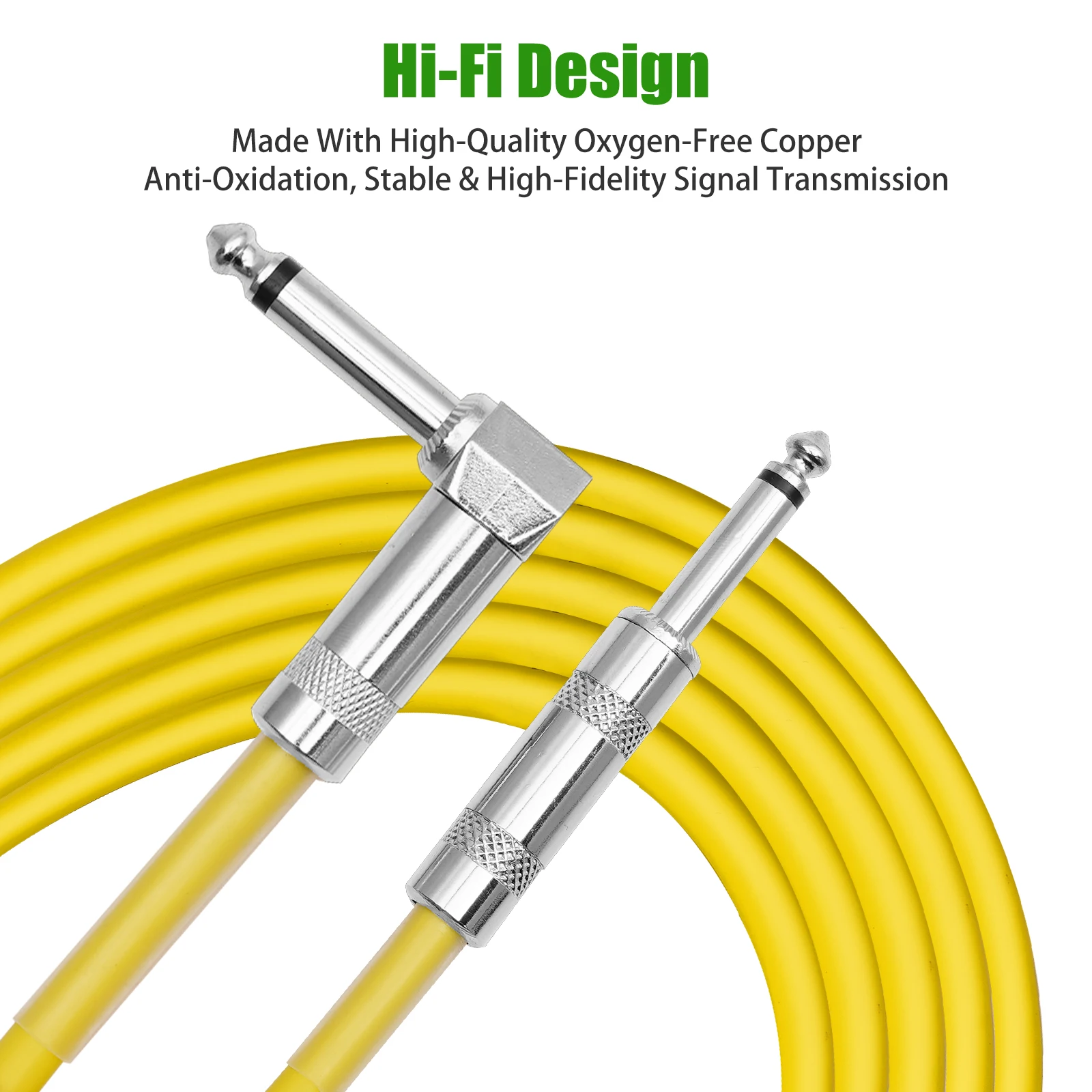 Acouway Guitar Cable Noise Reduction Cord Right Angle to Straight For Electric Guitar Bass Mic Amp
