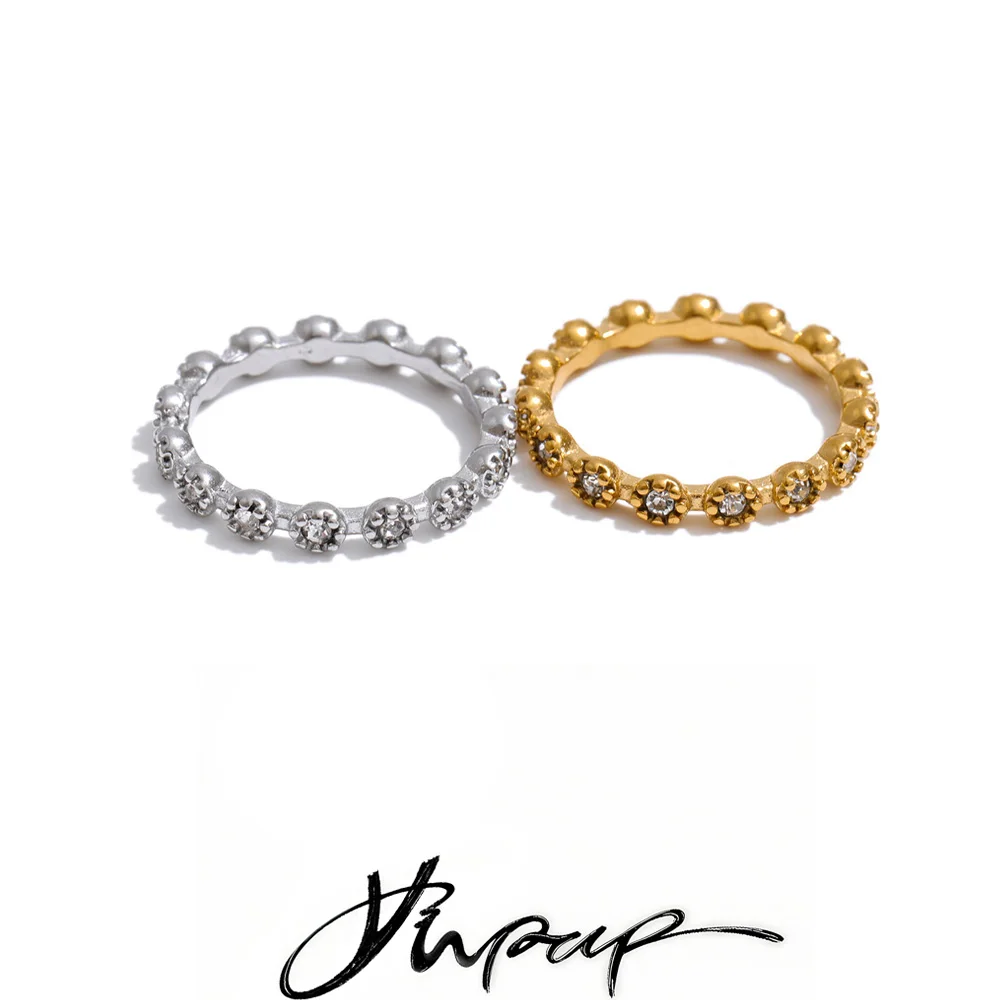 Yhpup Size 6789 Stainless Steel Zirconia Flower Fashion Ring 2026 New Arrival Casting Finger Jewelry Golden PVD Plated Wholesale