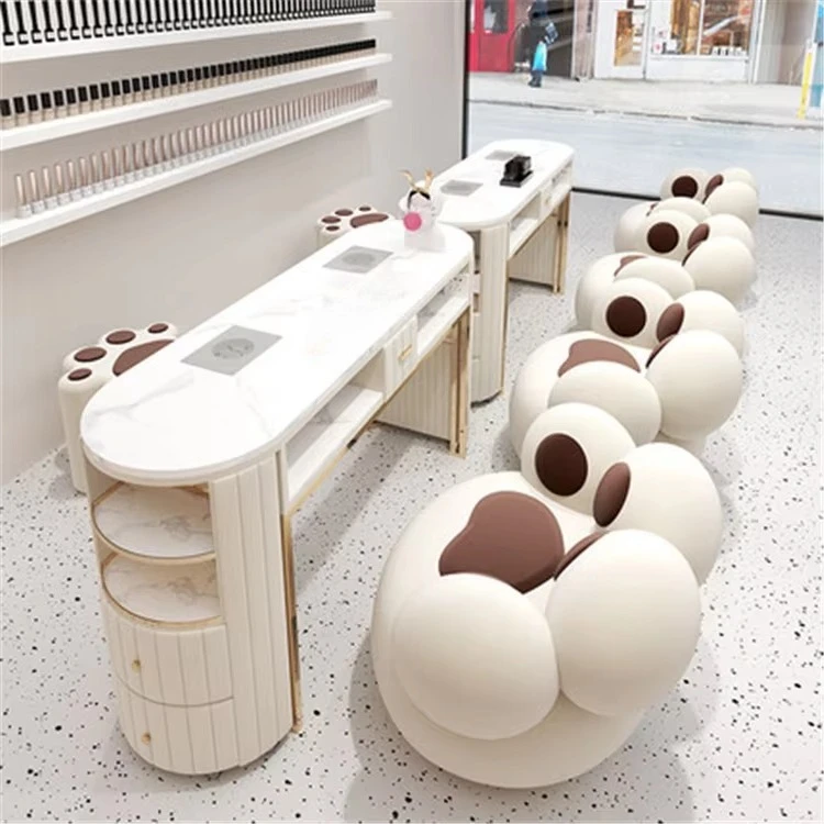 Kisen Light Luxury Double Seat Pink top Manicure Pedicure Nail  Equipment for Professional   Salon