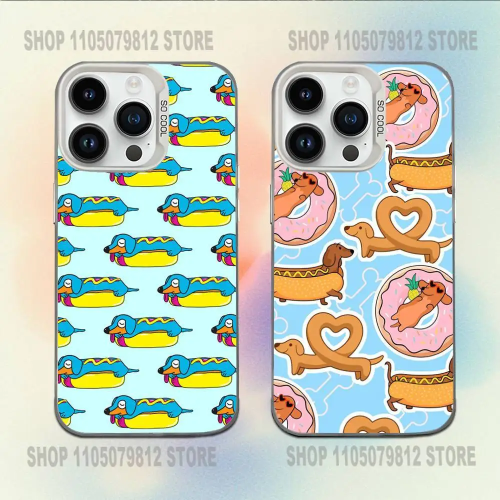 

Cartoon Cute Dachshund Phone Case For iPhone 16,15,14,13,12,11,Mini,Pro,E,MAX White Candy Matte Shockproof Cover