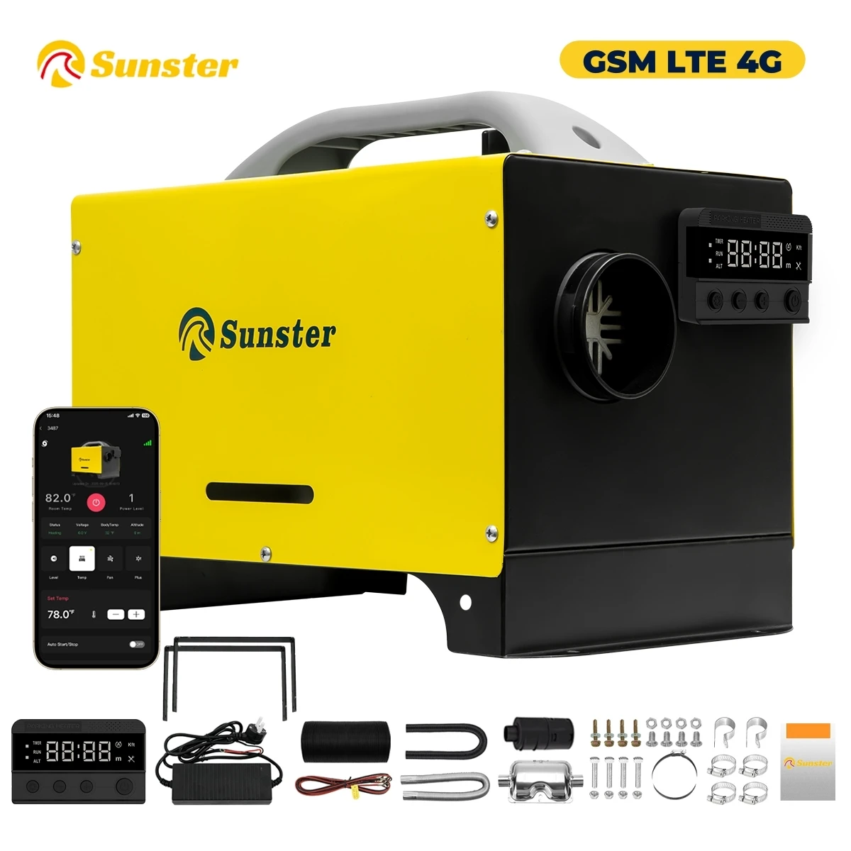 GSM LTE 4G Temperatura Costante ALL-IN-ONE Riscaldatore di Parcheggio 8KW 12V/24V/220V Riscaldatore D'aria Diesel Con Temporizzazione 24H Per Tenda Camion RV