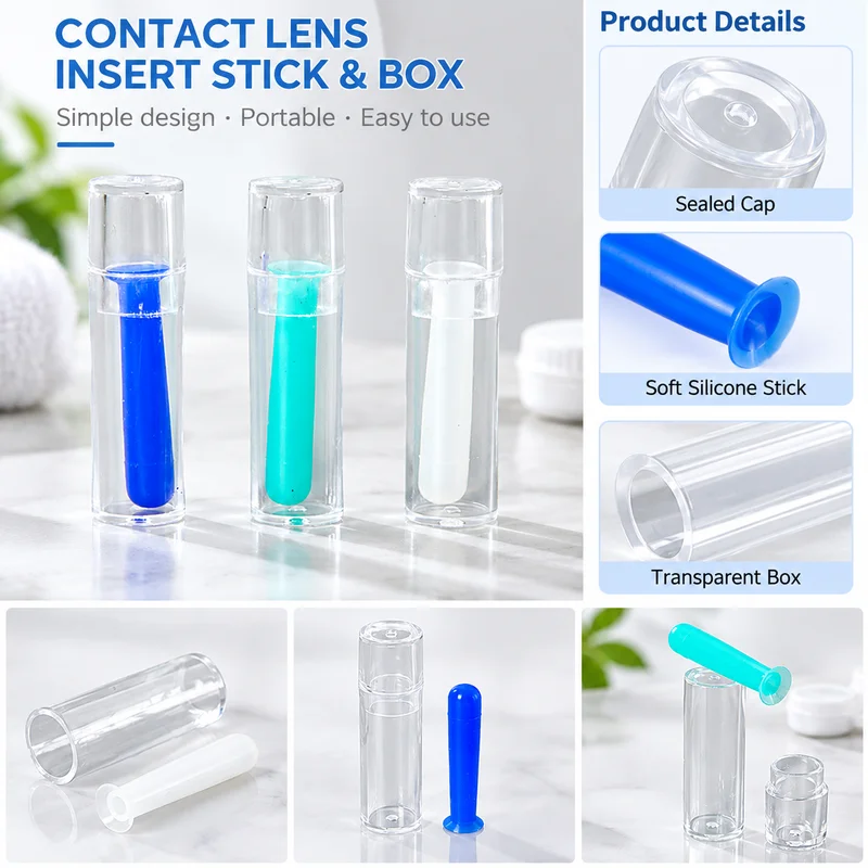 1Pc 2.8cm Soft Silicone Lens Suction Cup Practical Hollow Contact Lenses Remover Stick Mini Travel Lens Removal Clamp Tool