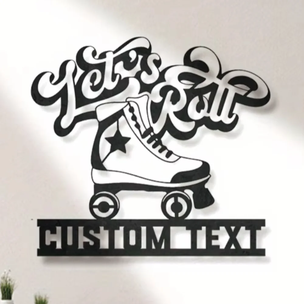 Металлическое настенное искусство Skate Shop по индивидуальному заказу с персональным именем катания на роликовых коньках. Идеальная настенная скульптура в деревенском стиле для потрясающего домашнего декора.