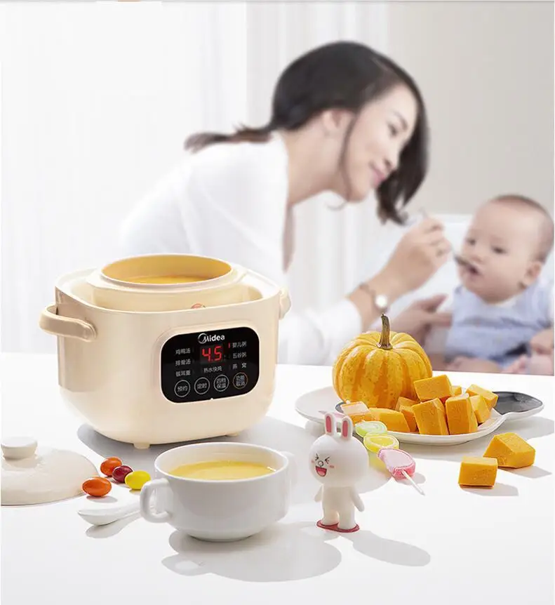 세라믹 전기 슬로우 쿠커, 가정용 멀티 푸드, 아기 죽, 디저트, 죽 냄비, 가전 제품, 식품 쿠커, 220v 0.8l