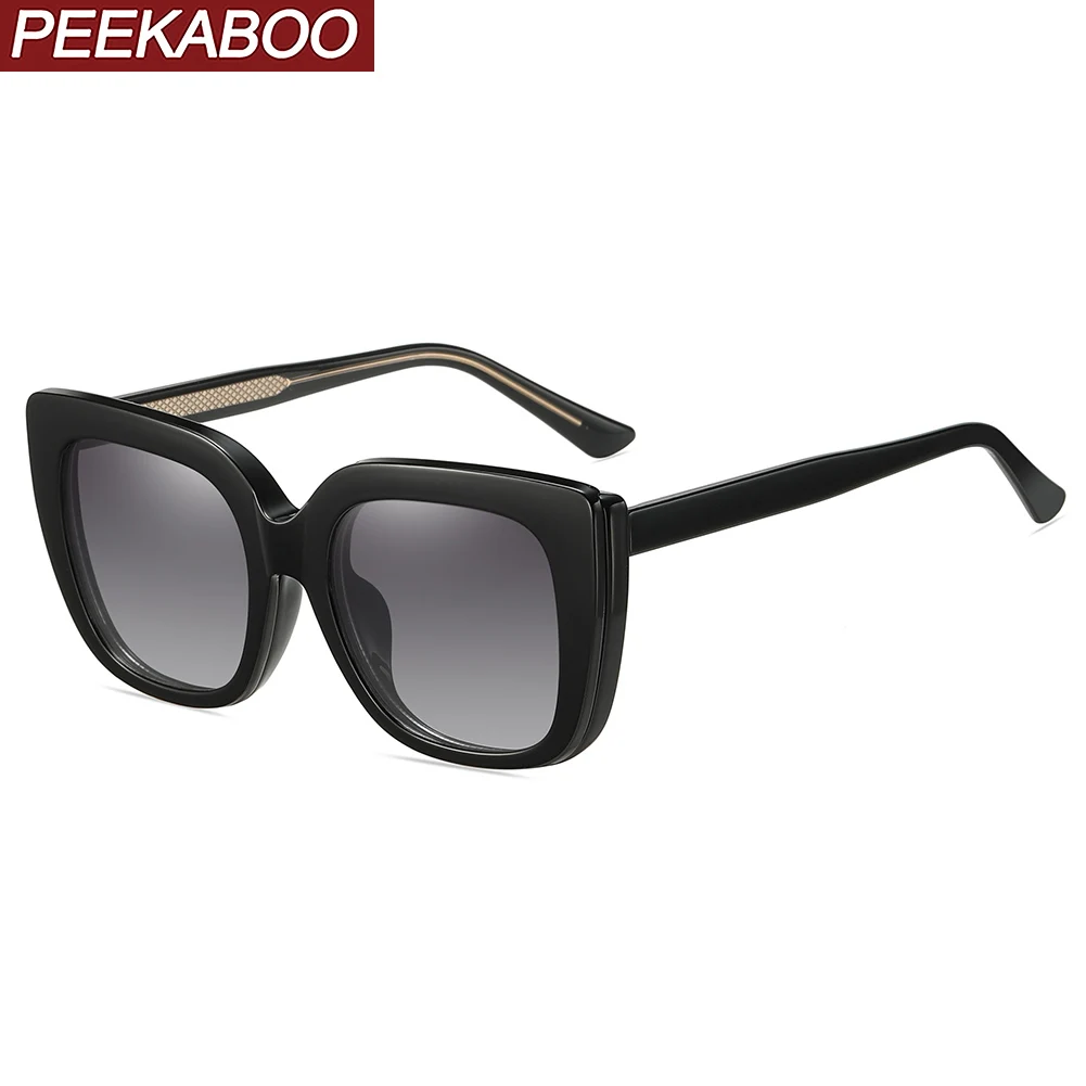 

Peekaboo clip on cat eye sunglasses polarized women magnetic TR90 big frame square sun glasses fashion female leopard black