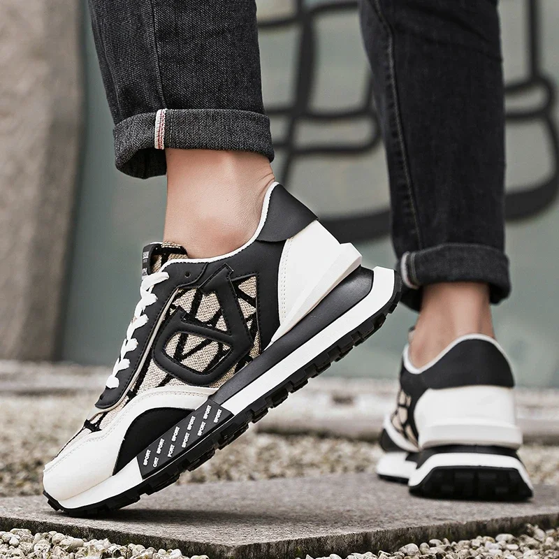 Chunky Sneakers Mens Designer Retro Running Shoes Fashion Casual Leather Fabric Breathable Height Increased Platform Sport Shoes image 5