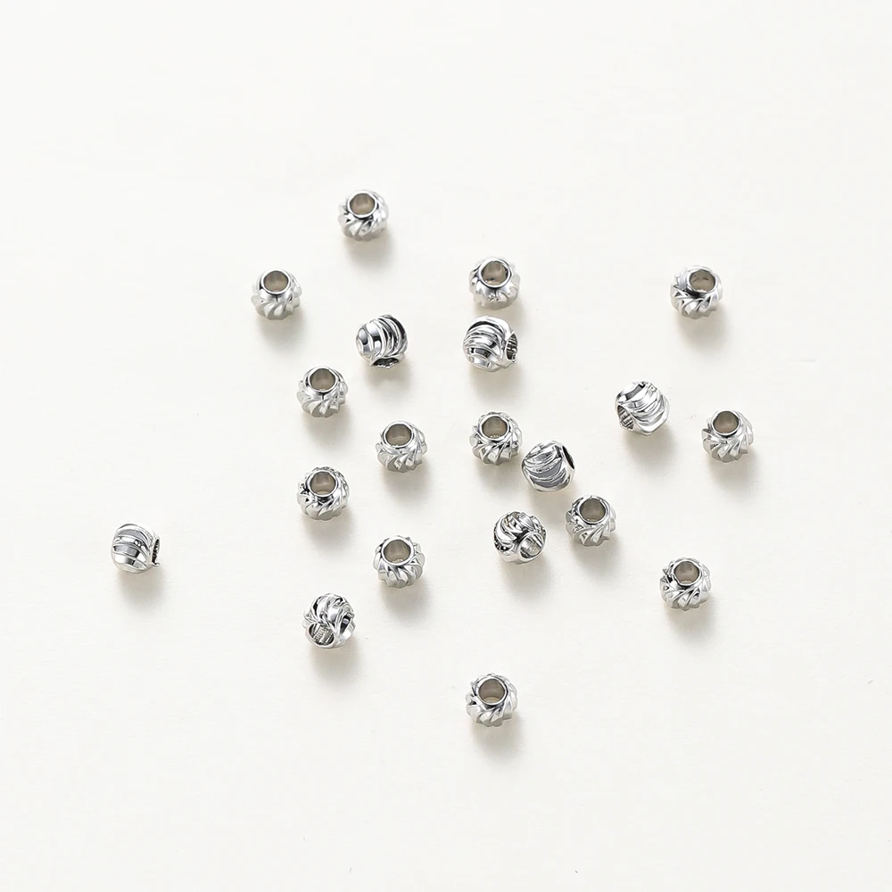 20 teile/los 18K Gold Überzogene Streifen Schnitzen Perlen Ohrring Halskette Blume Lose Spacer Perlen Für DIY Schmuck Machen Großhandel Erkenntnisse – Detail 4