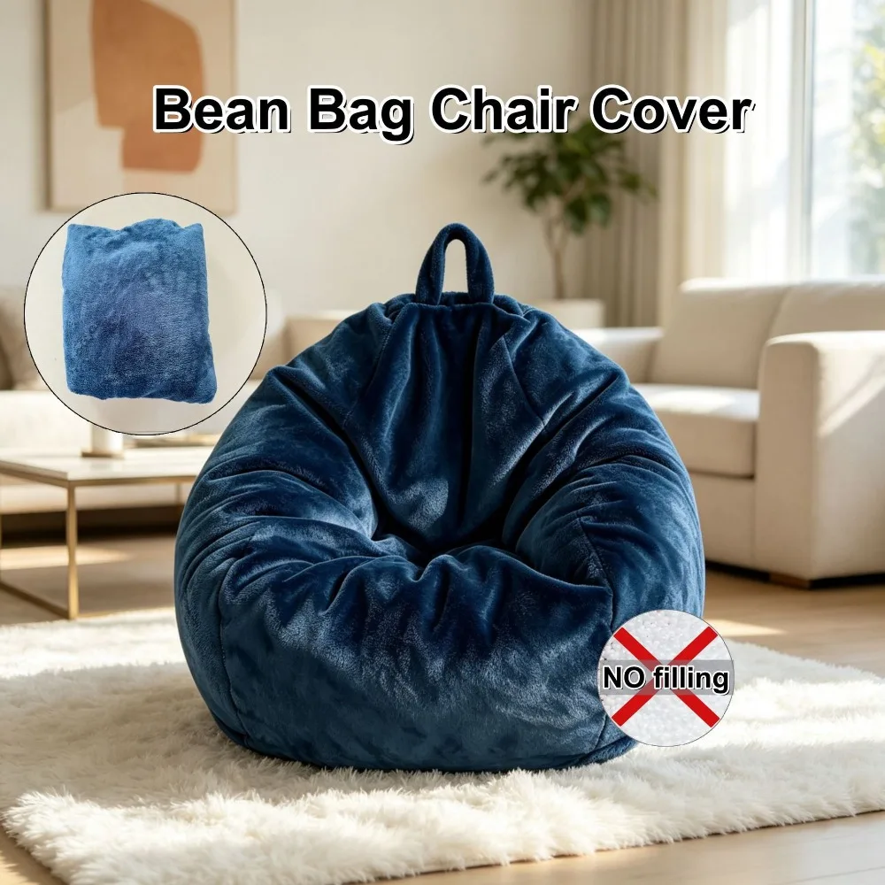 Plush Fabric Bean Bag Chair Cover Washable Removable Lazy Sofa Cover Soft No Filling Puff Couch Cover Small Apartments