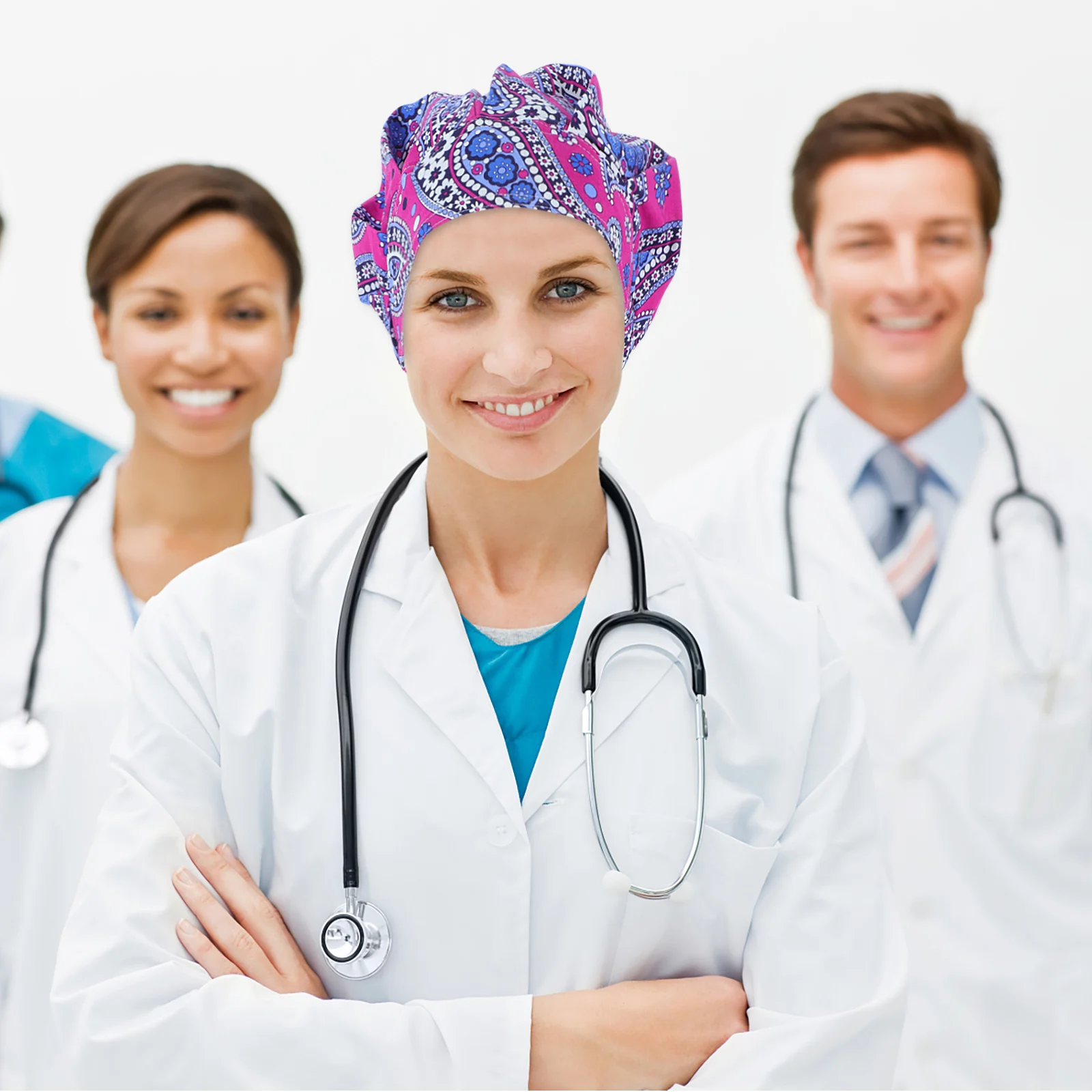 

Adjustable Hat Medical Operating Scrub Cap Doctor Nurse Working Chef Hat Bouffant Cotton Hair Loss Sanitary Chemo