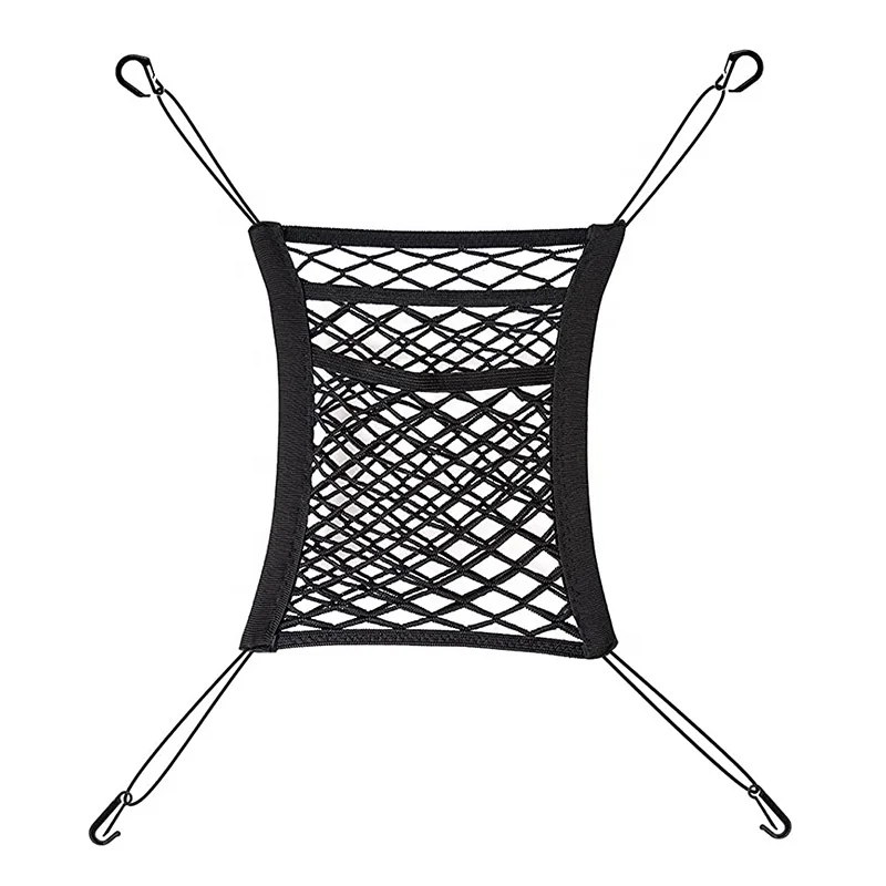 

3-слойный эластичный органайзер для автомобильного сиденья с полипропиленовым крючком, сетчатый карман для хранения переднего и заднего сиденья, карман для сумки или держателя кошелька