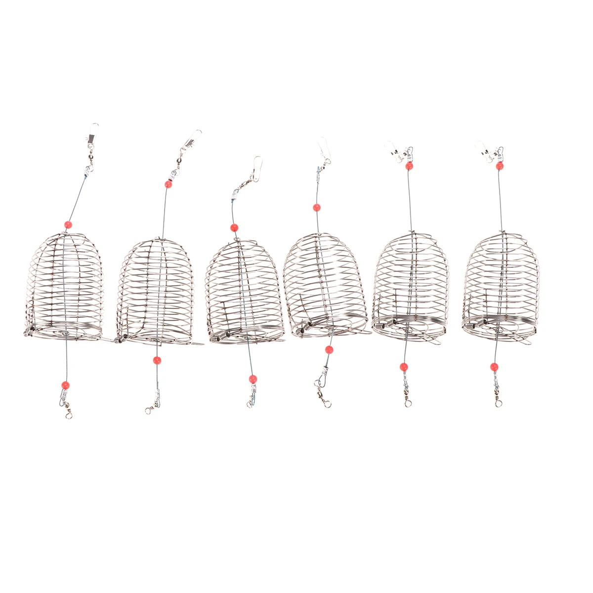 

6 Pcs Bait Cage Fishing Bucket Feeder Lures Stainless Steel Carp Tackle Fixer Hooks Holder Basket