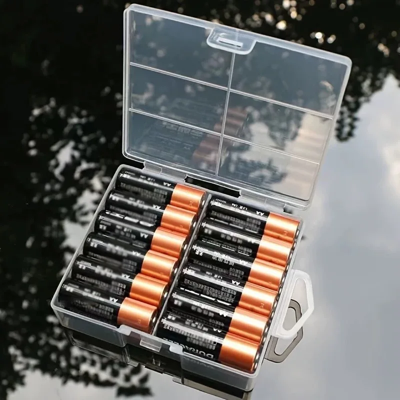 24 Slots Clear Battery Storage Box Eco-Friendly Plastic Dustproof Moistureproof Case for AA AAA