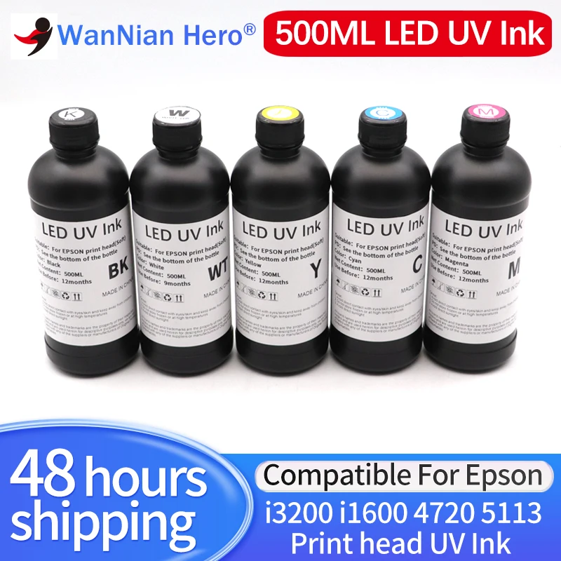 500ML i3200 LED UV Ink Soft Hard Neutral ink Curable Varnish Primer Liquid For Epson I3200 i1600 U1 4720 5113 Printhead uv INK