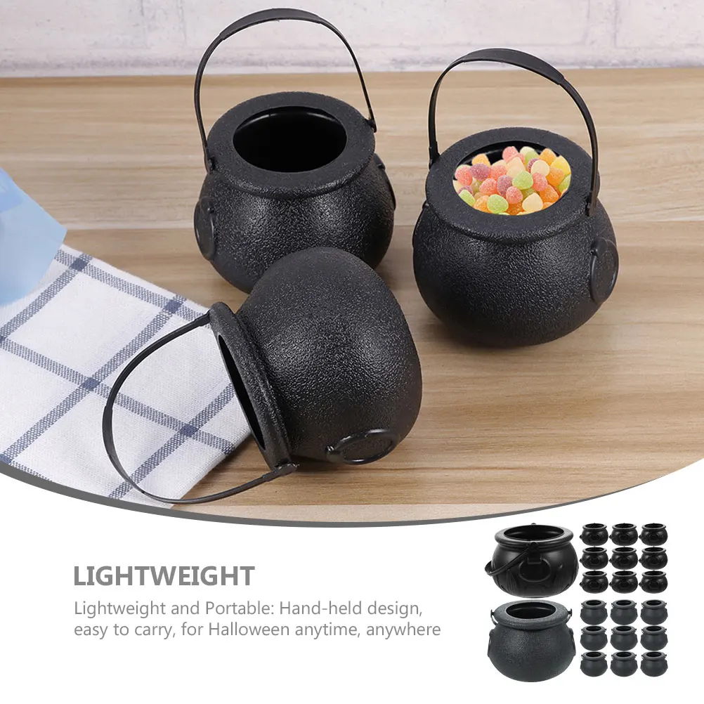 

24Pcs Halloween Candy Buckets Plastic Cauldron Candy Container Portable Handheld Basket Party Decor Treat Holder