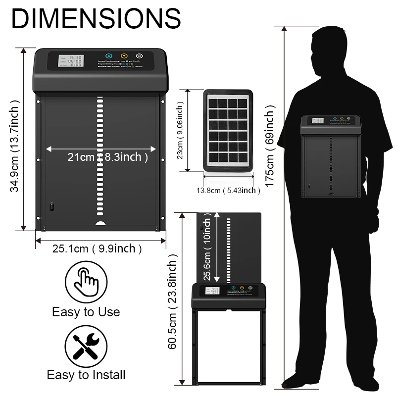 باب حظيرة الدجاج التلقائي بالطاقة الشمسية، باب الدجاج الأوتوماتيكي يعمل بالطاقة الشمسية وباب الدجاج بشحن USB، 4 أوضاع مع مؤقت ومستشعر للضوء
