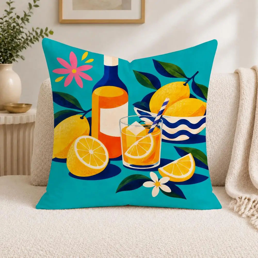 Fruit Cocktail Cushion Cover Square Decorative Sofa Pillow Case Bedroom Living Room Home Decor Gift