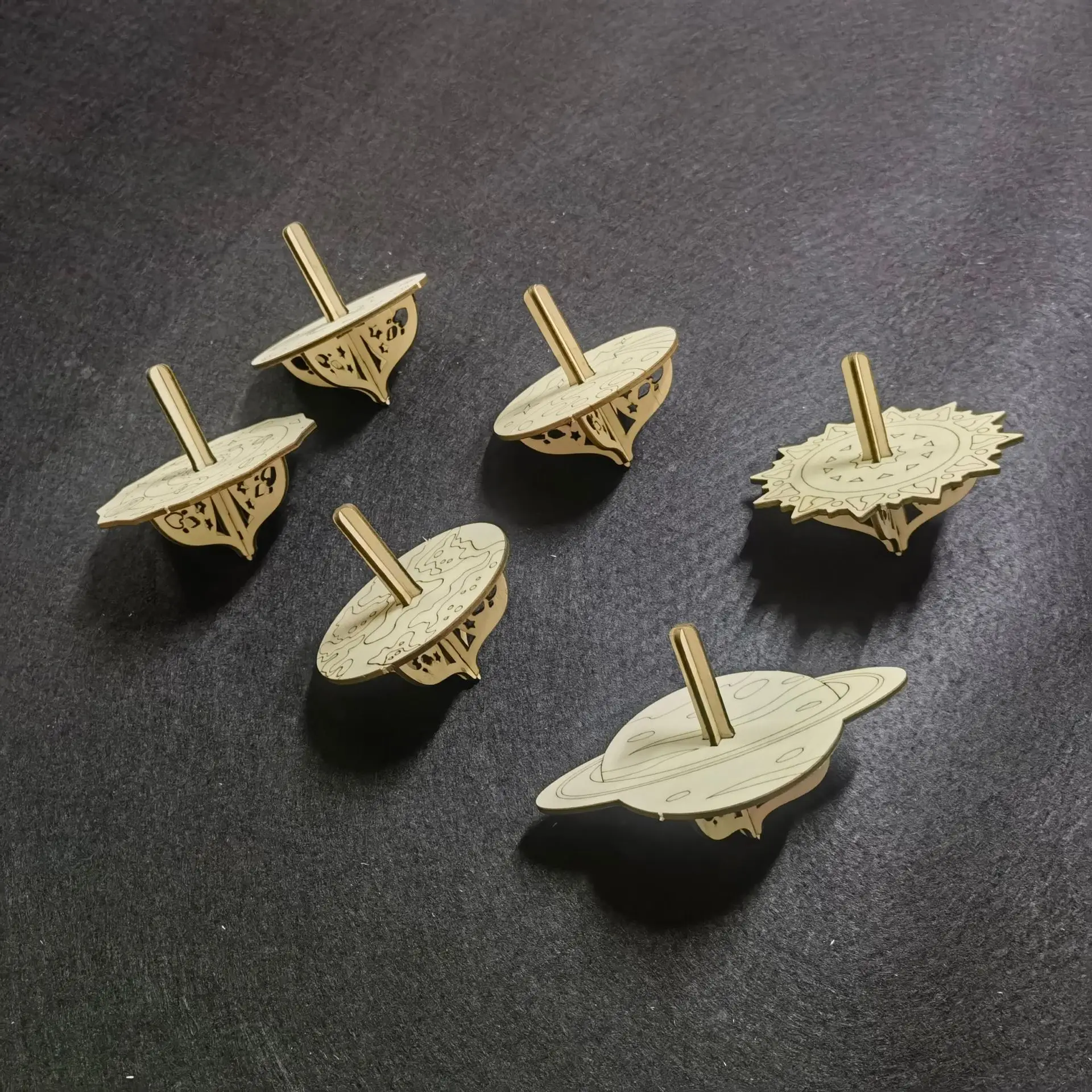 children's educational toys, wooden assembly toys, diy handicrafts, planetary gyroscope assembly painting toys
