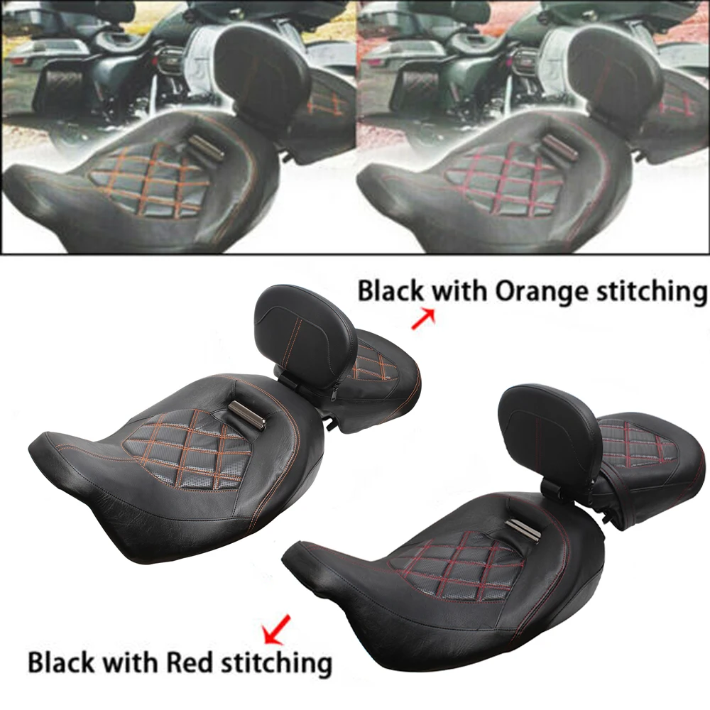 

Motorcycle Driver Passenger Two-Up Seat With Rider Backrest For Harley CVO Touring Street Road Glide Special Classic 2009-2023
