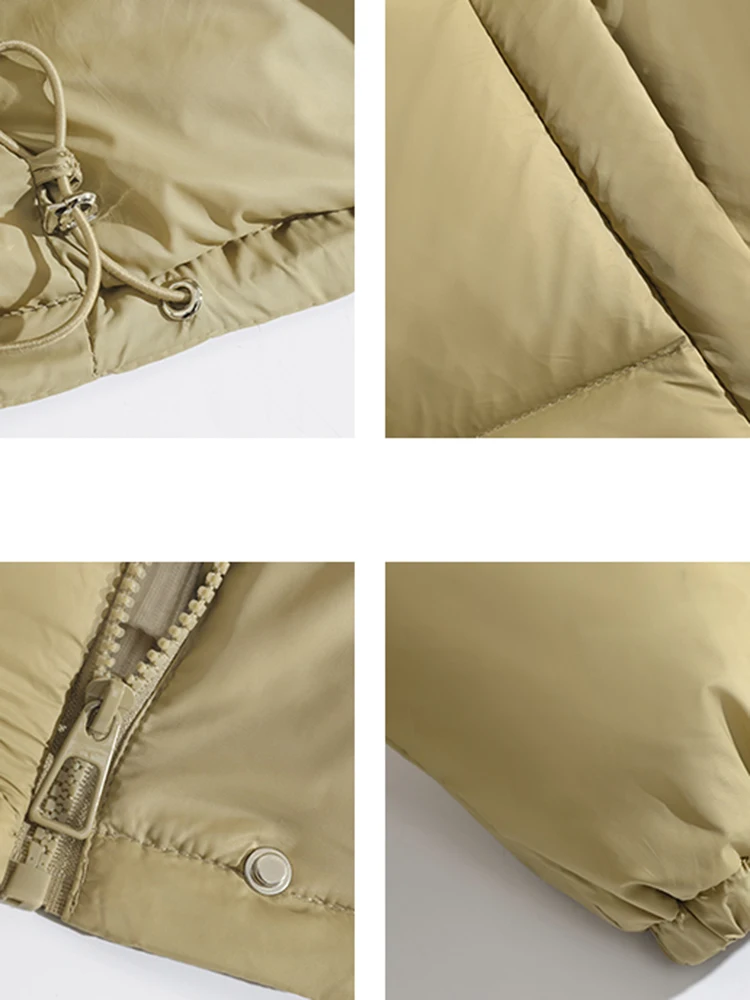 سترة منتفخة مبطنة على الموضة سترة قصيرة بقلنسوة للنساء شتوية كبيرة الحجم معطف سميك دافئ #3