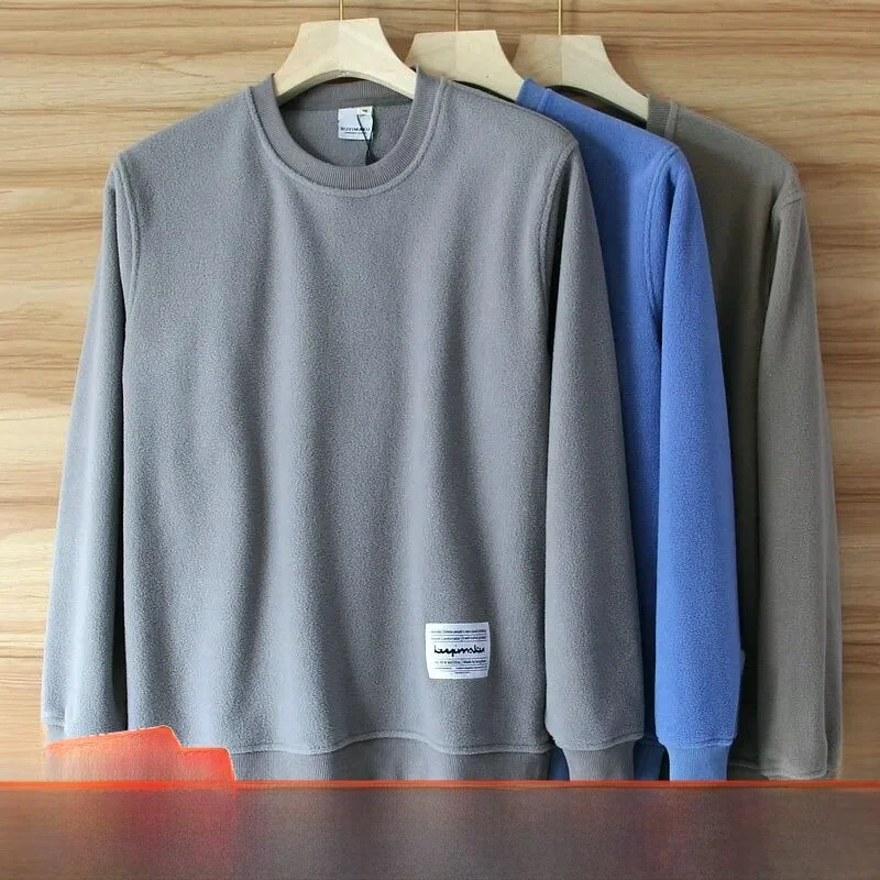 Thiened Casual Hoodie Men's round Ne Sweatirt Warm Leisure All-Match Autumn Winter Faionable Streetwear