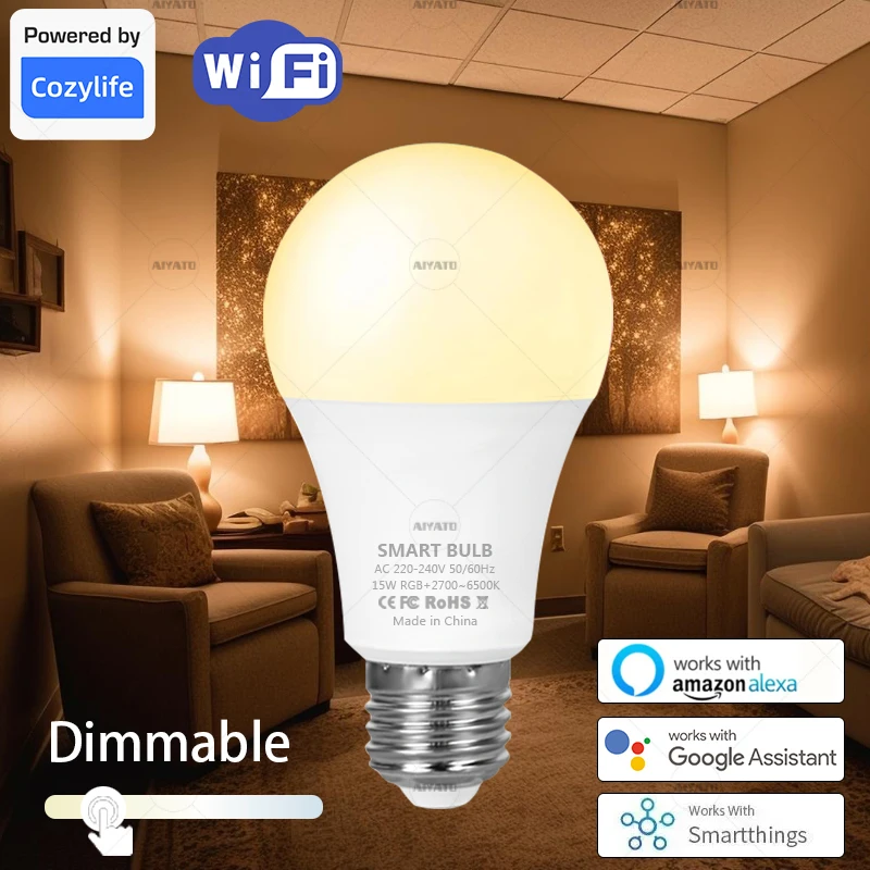 

E27 WiFi Smart LED Bulbs Temperature Works With Alexa Google Home Adjustment Dimmable APP Voice Control Table Lamp LED Source