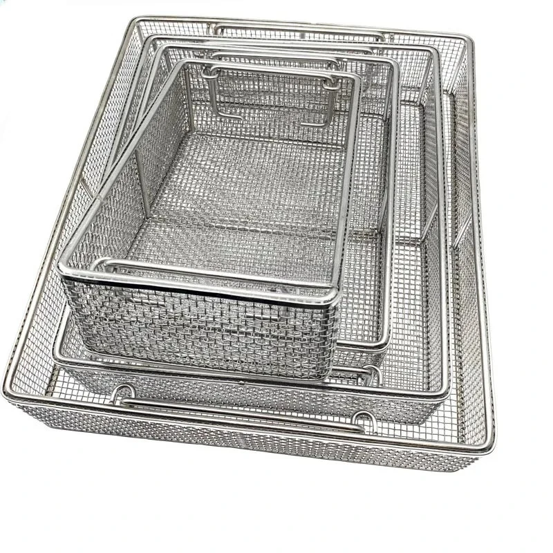 Caja  esterilización sin cubierta, cesta  red  sinfección, caja  esterilización  acero inoxidable, instrumento quirúrgico