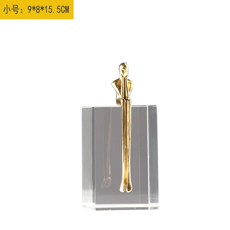 Modern creative brass crystal stone character model house ornament office desktop wine cabinet home decoration