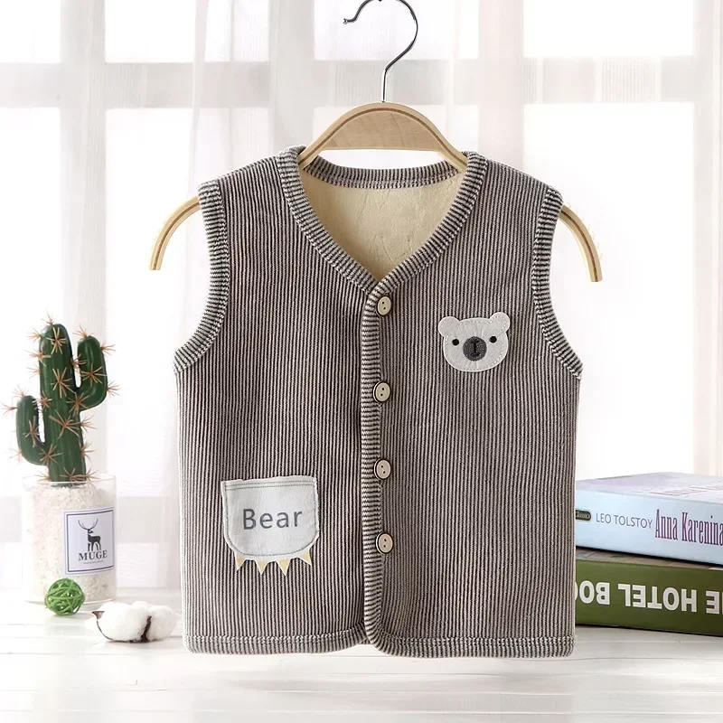 Autumn Winter Children\'s Vest Boy Girl Thicken Velvet lining Keep Warm Jackets Vest Kids Clothes Waistcoat Children\'s Clothing