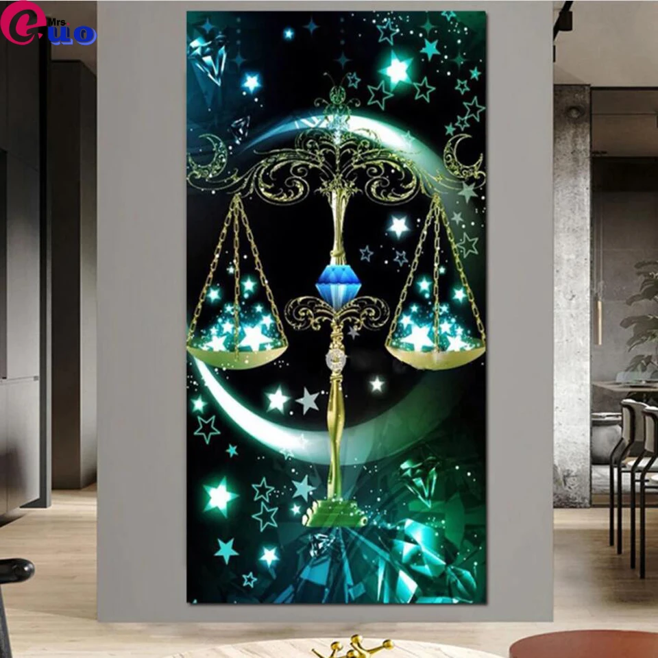 

5D Fluorescence Libra Diamond Painting Embroidery Cross Stitch DIY Round Square Diamond Mosaic Green Fantasy Art Wall Stickers