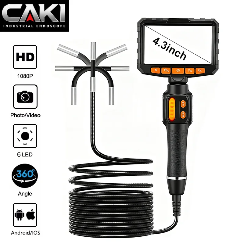 

Промышленная инспекционная камера 360 Articulating Borescope 1080P с 6,0-мм зондом, 4,3-дюймовым ЖК-монитором и двусторонней артикуляцией для автомобильной промышленности