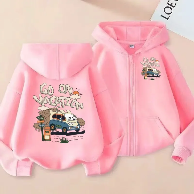 

GO ON VACATION "print Is Coming! Versatile Zipper Sweatshirt, a Trendy Item Shared by Children and Adults