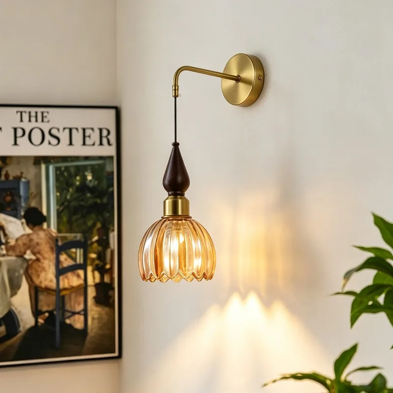 Mid Retro Pumpkin Shape Wall Light LED Living Room Bedroom Dining Hall Kitchen Homestay Study Office Indoor Decoration Wall Lamp