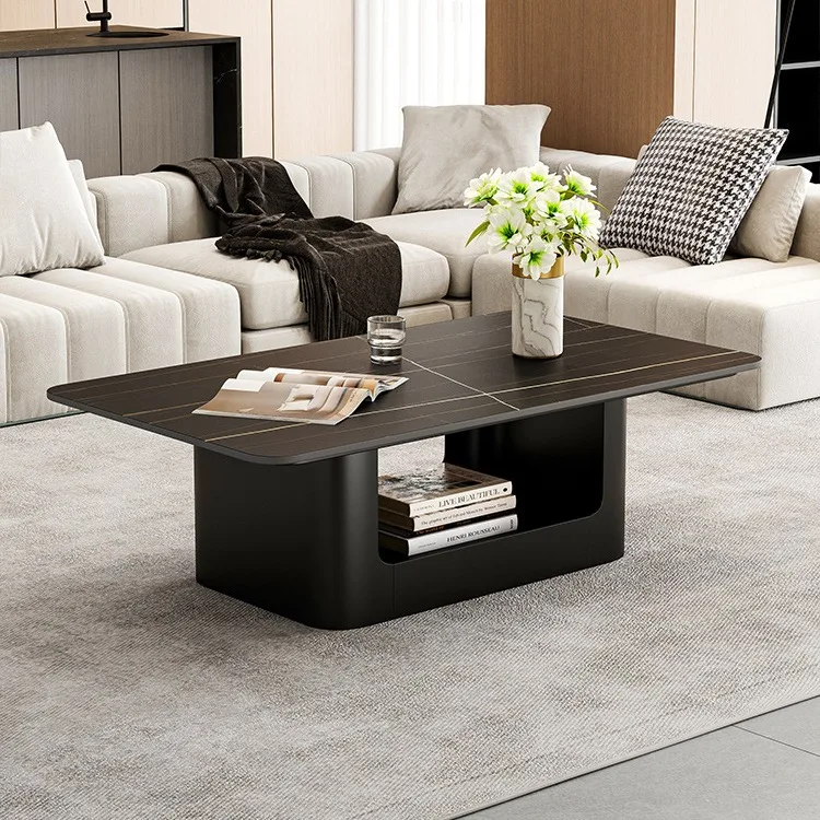 Rectangular rock slab coffee table, living room household small apartment modern light luxury minimalist Italian