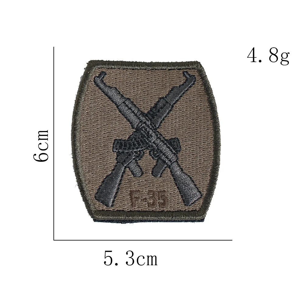 4.8g Brown Crossed Rifles F-35 Embroidery Patch Hook And Loop Tactical Morale Patch For Backpack Vest Hat Jacket Gear Gift
