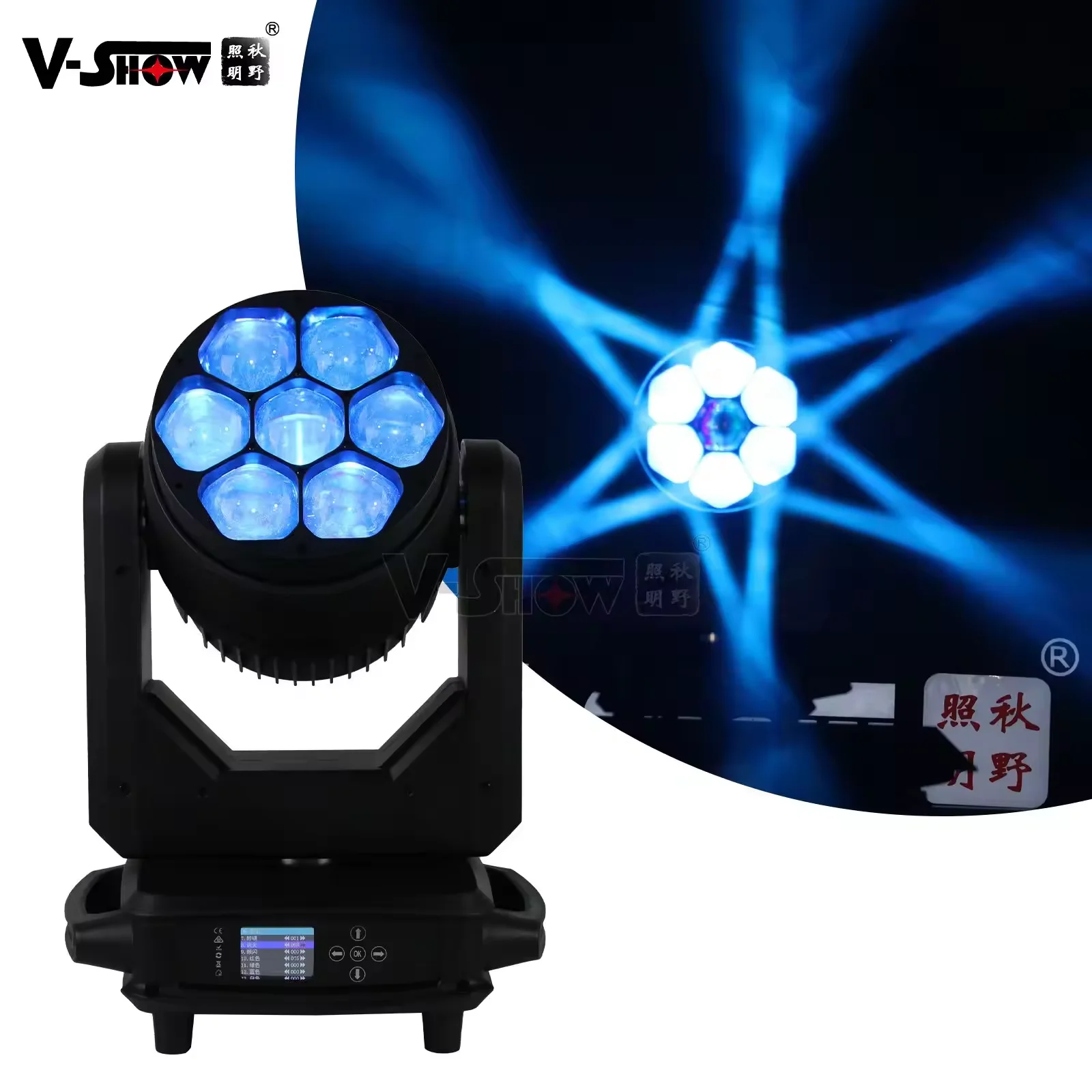 VSHOW R740L 7*40w DMX Splash Lights Beam Wash Zoom Light led Stage Lighting RGBW 4in1 Moving Head Fixture