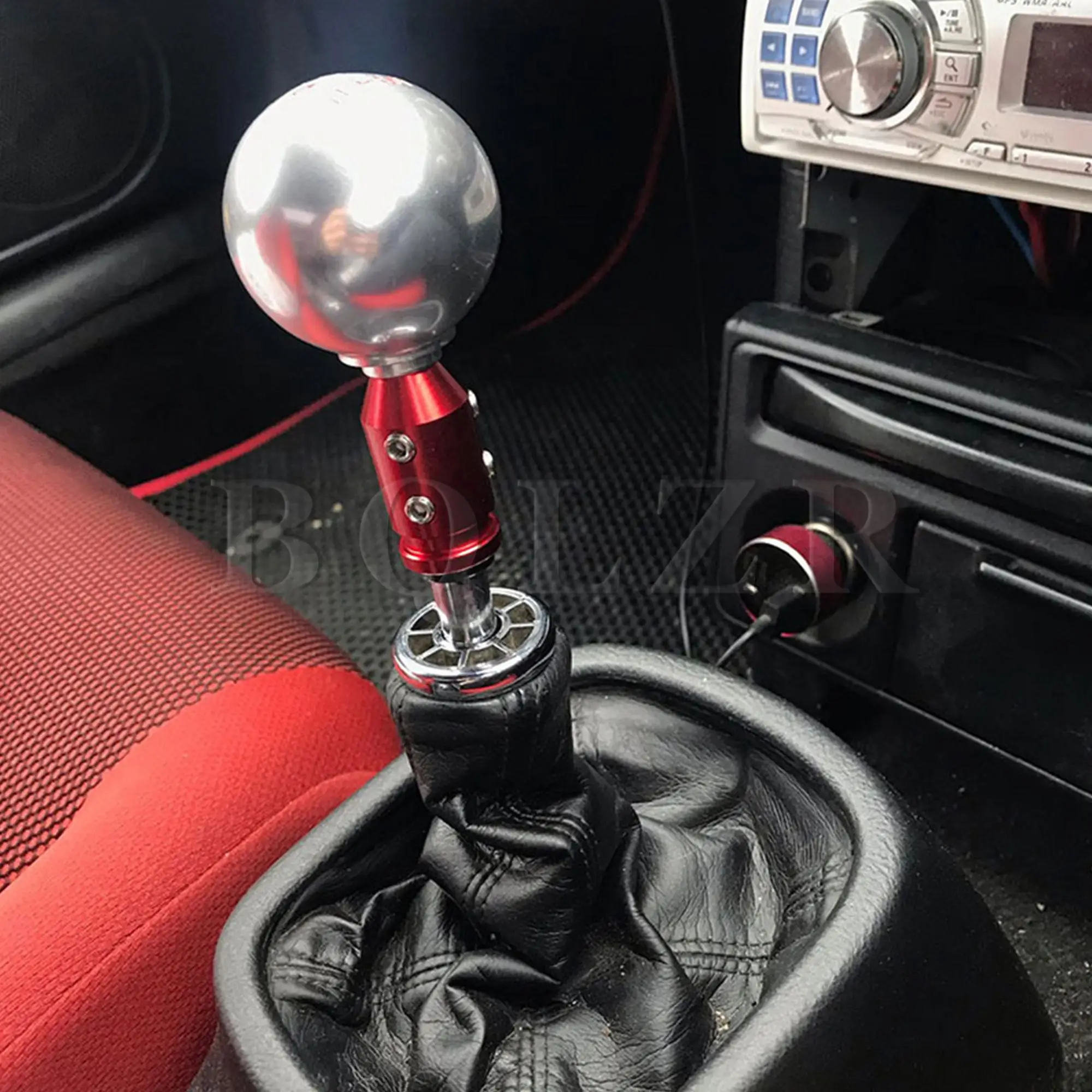 BQLZR 2Pcs Red Car Shift Knob Adapters for Non Threaded Shifters M12x1.25