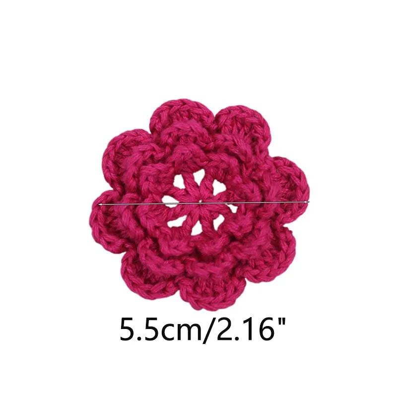 2PCS Crocheted Cotton Knitting Three Layers Flower Lace Hat Clothing DIY Craft Apparel Accessories 5.5cm украшение для вязания