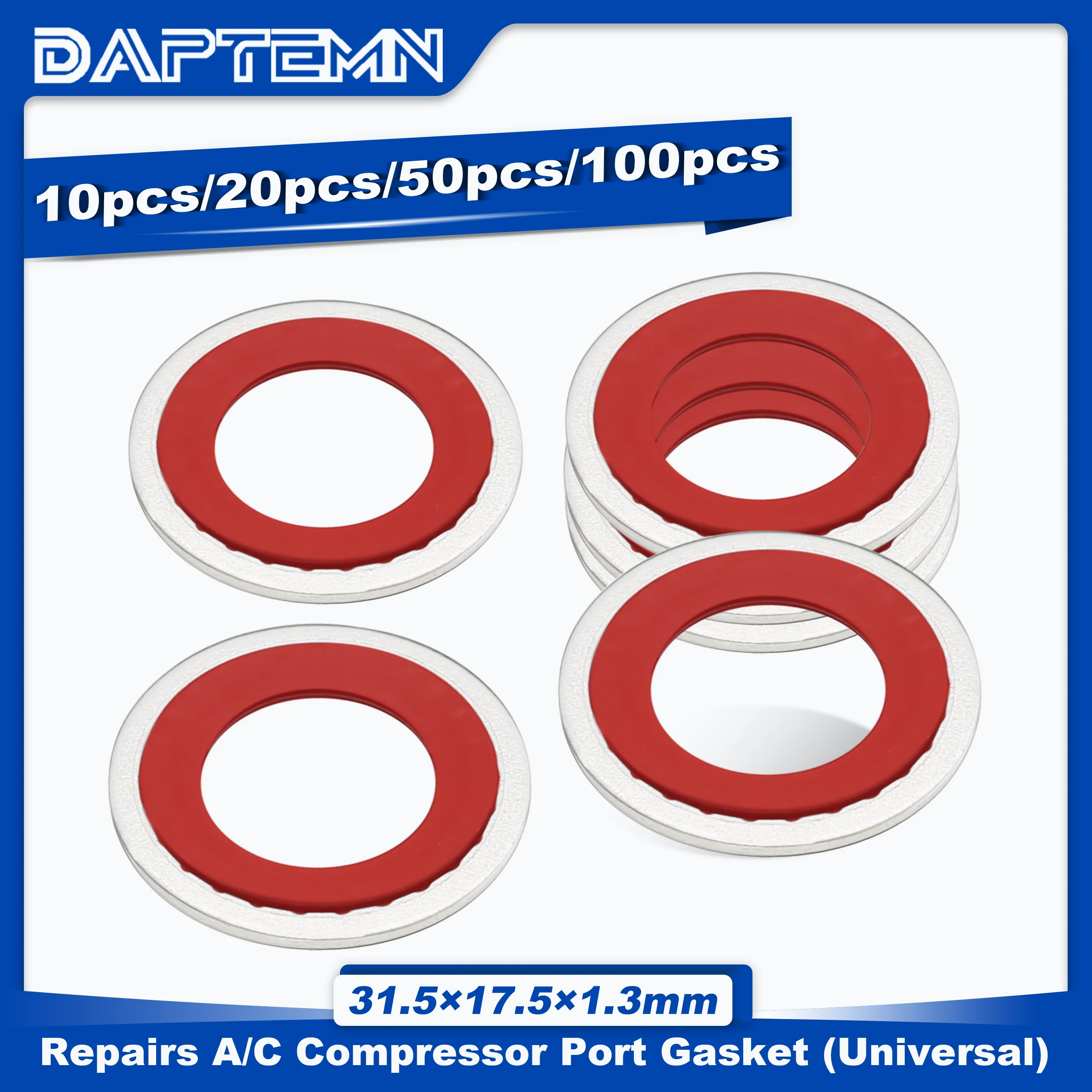 A/C Compressor Rubber Washers Repairs Car Self-Centered O-Ring, Replace A/C System Compressor Port Gasket (31.5x17.5x1.3mm)(Red)