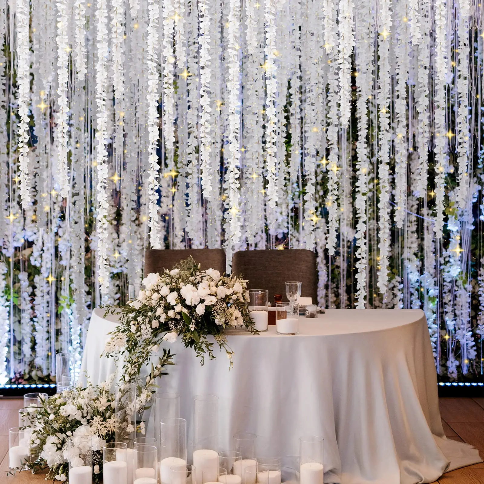 5-teilige künstliche hängende Blumen aus Seide, Glyzinien-Ranken-Girlande für Zuhause, Hochzeit, Party, Garten, Wanddekoration im Freien, gefälschte Blume – Detail 3