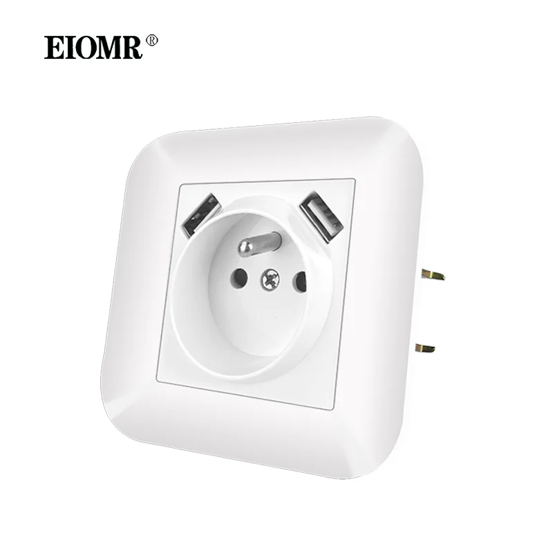 EIOMR France Power Socket 16A 220V White Black PC Panel with Iron Claw Wall Socket Suitable for France Plug Electrical Outlets