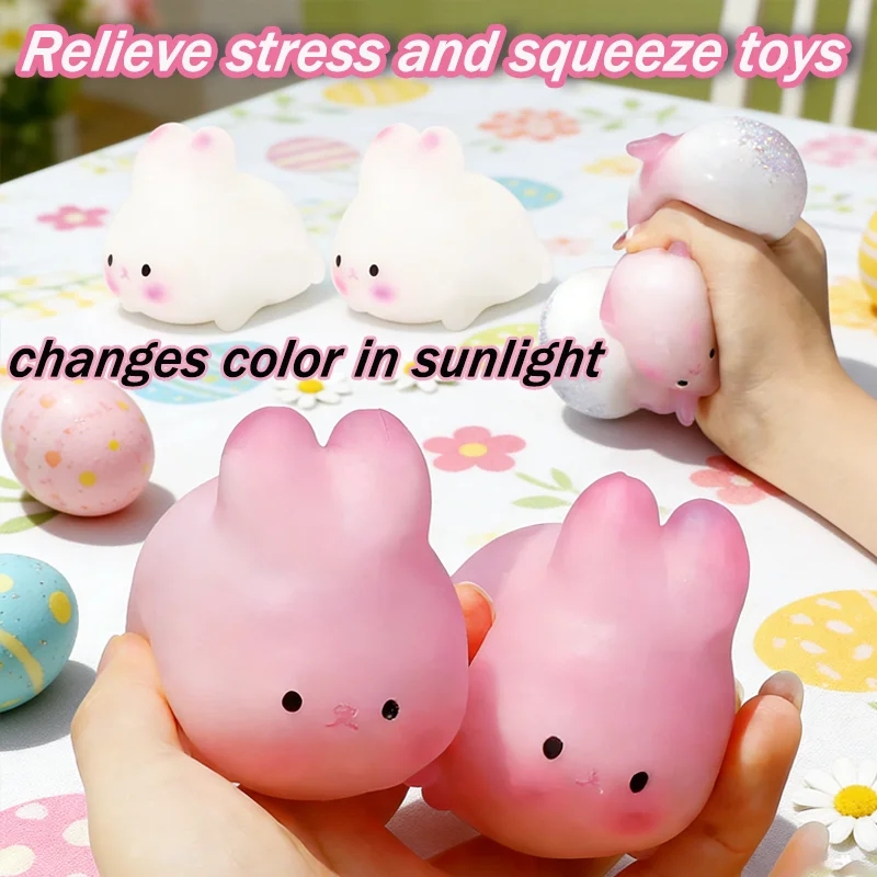 

Игрушка-кролик с меняющим цвет сердцем, меняющая цвет, антистресс, мягкая игрушка-сквиш для снятия тревоги