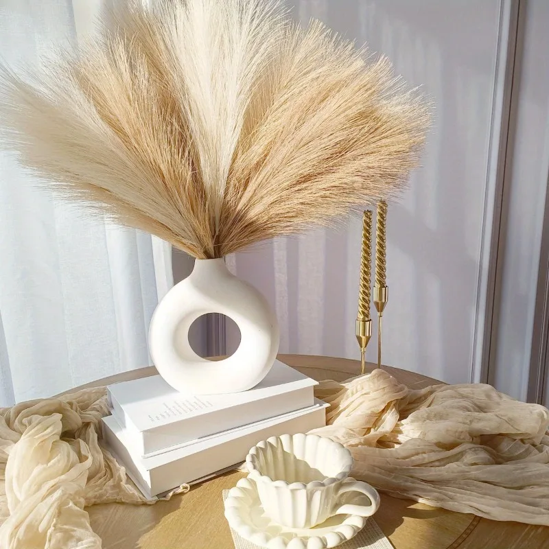 10pcs Faux Pampas Grass, Pampas Grass for Floor Vase, Pampas Grass Decor Tall for Vase Fillers, Boho Rustic Farmhouse Home Decor view 2