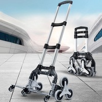 Portable Trolley Cart Aluminum Alloy For Upstairs Cargo Folding Outdoor Portable Lightweight Step Climbing Travel Folded Trolley