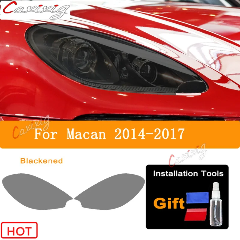 2 x Car Headlight Taillight Protection Film For Porsche Macan 2018 2019 2020 Smoke Black Transparent TPU Protective Sticker