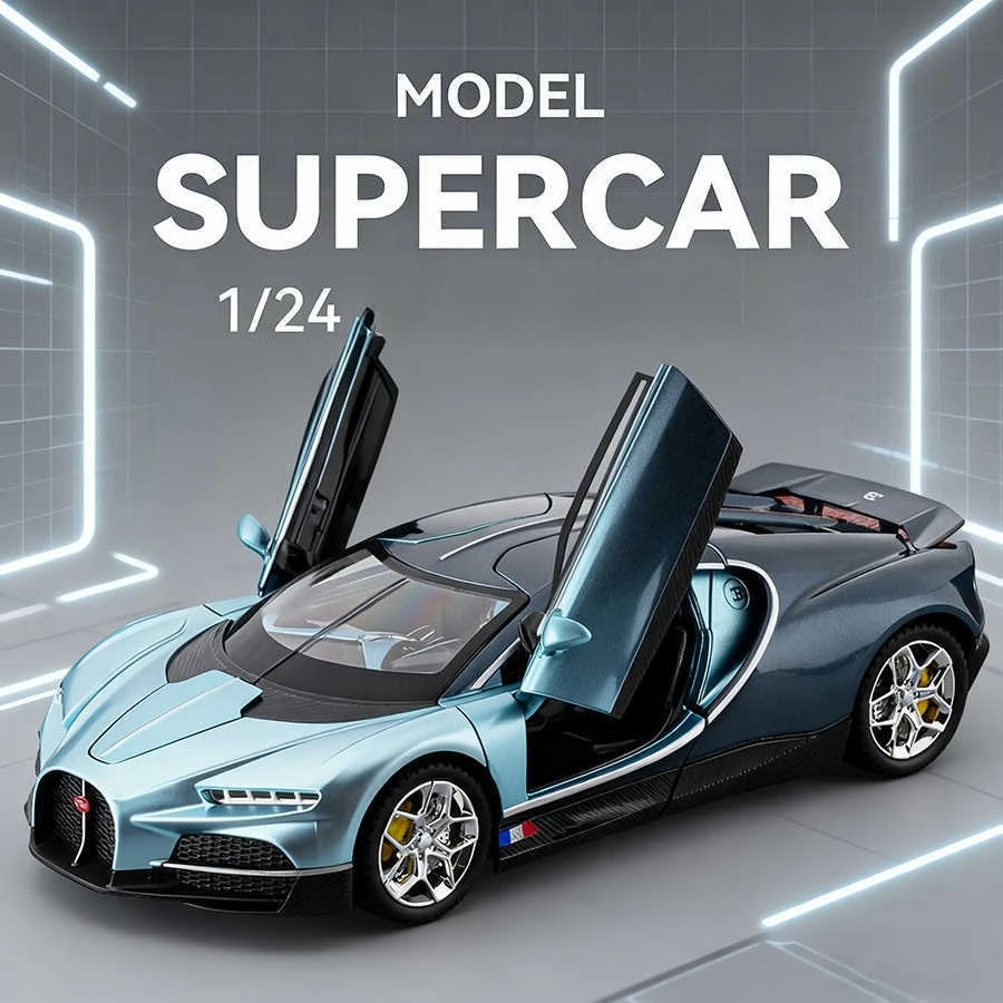 

1:24 Tourbillon Super Sport Car Alloy Diecast Metal Model Car Sound & Light Hobby Collectibles Trendy Ornament Gift For Kid