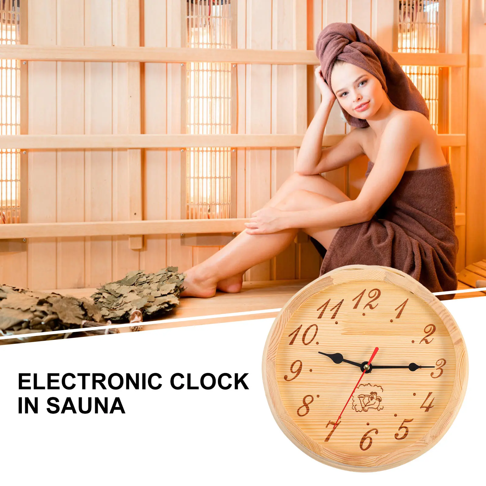 

Premium Wooden Wall Hanging Clock for Sauna High Temperature Humidity Resistant Decorative Ideal Gift Bedroom Living