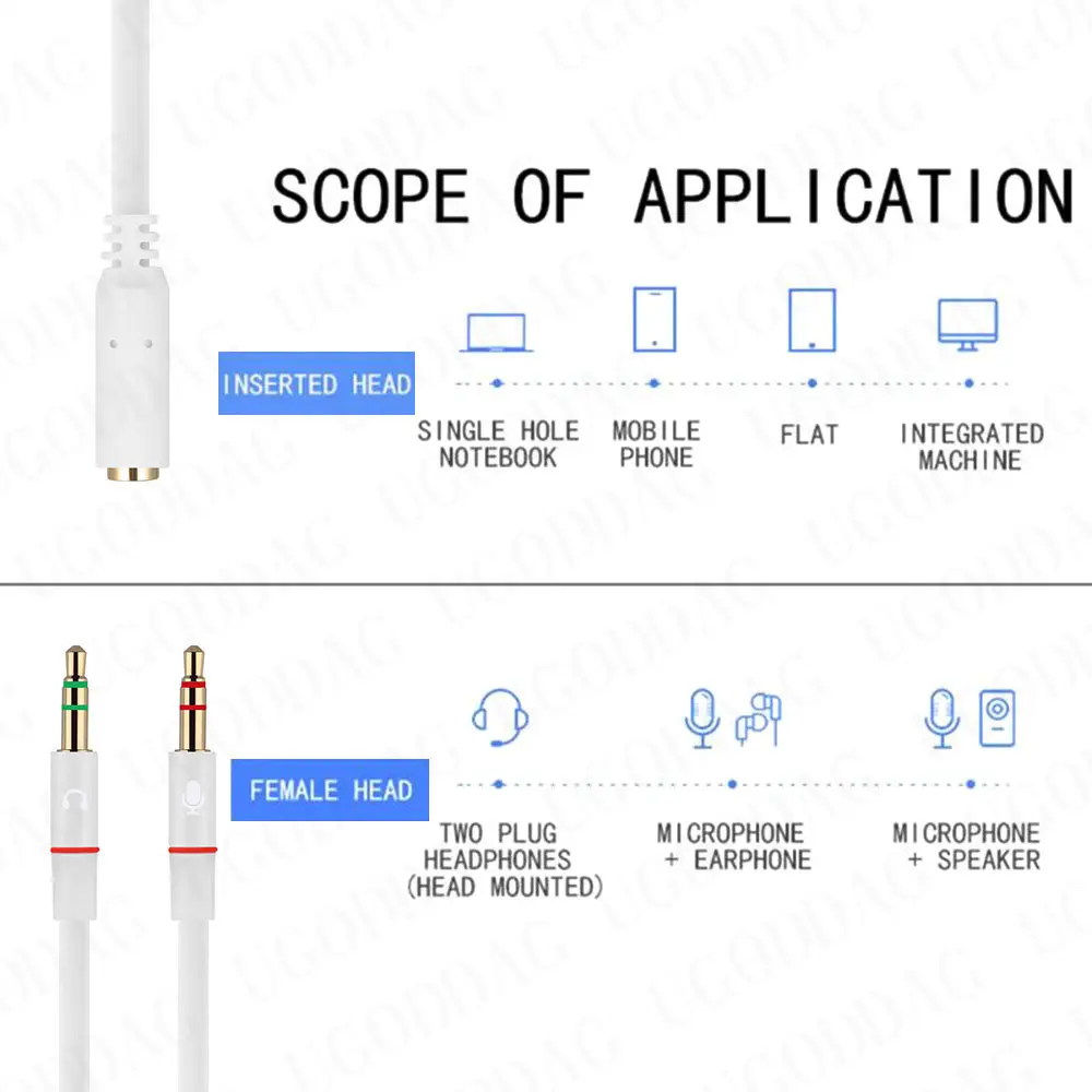 2 in1 3.5mm Stereo Audio męski do 2 kobiece słuchawki mikrofon Y Splitter przewód Audio przewód Adapter Adapter do słuchawek